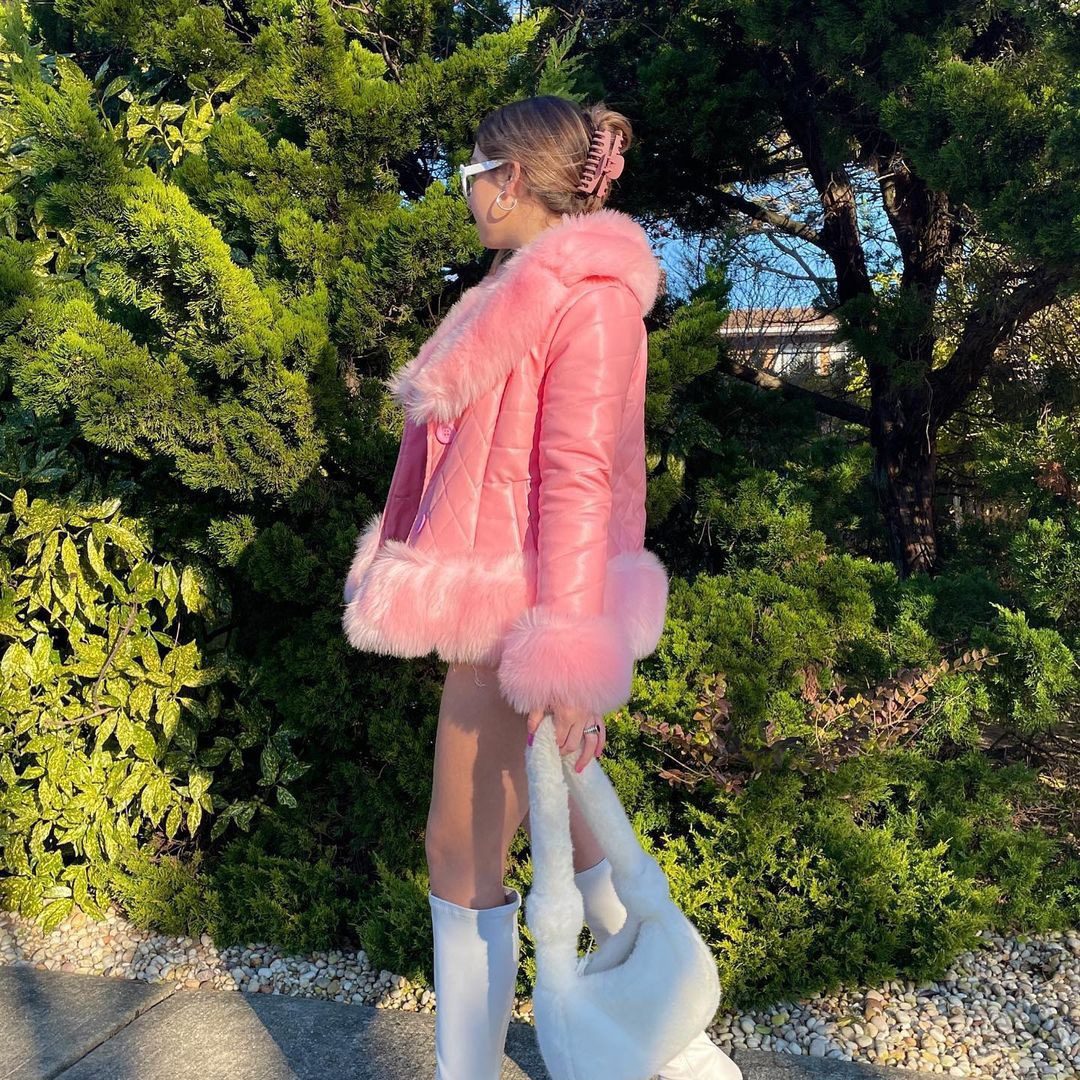 Sweet Girly Pink Fur Short Coat